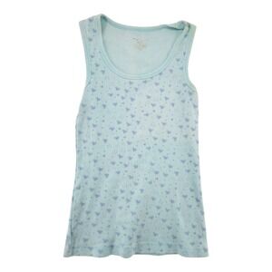 No Boundaries Light Blue Ribbed Tank Top with Hearts Print Size M‎